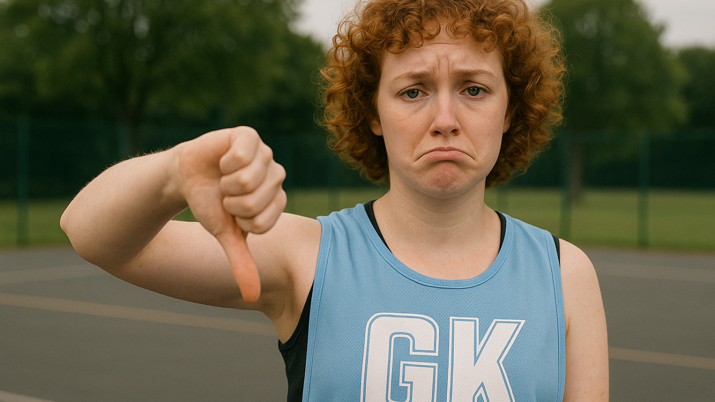 Netball player giving a thumbs down